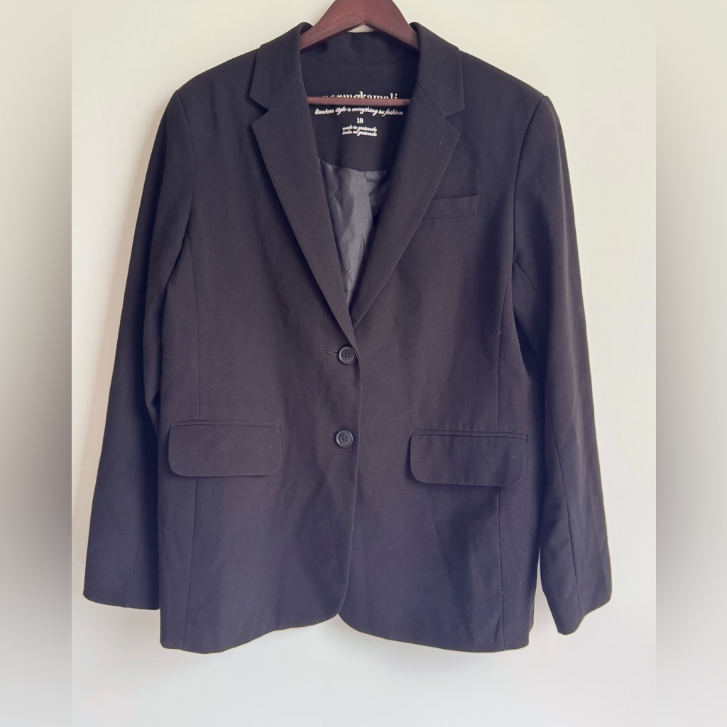 Norma Kamali Women’s Black Button Blazer Suit Jacket Plus Size 18 Officecore